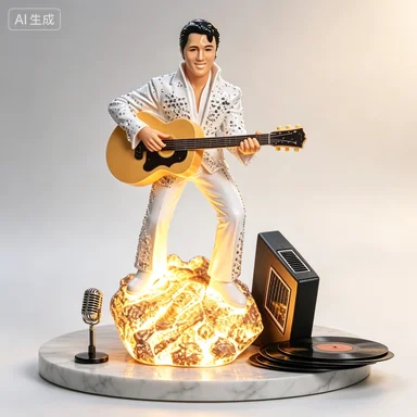 Solar Powered Elvis Guitar Player Garden Light Resin Rock Singer Sculpture IP65 Weatherproof Outdoor Patio Lawn Ornament Gift