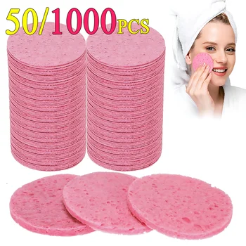 50-1000PCS Compress Face Wash Puff Natural Wood Pulp Sponge Face Wash Puff Foaming Face…