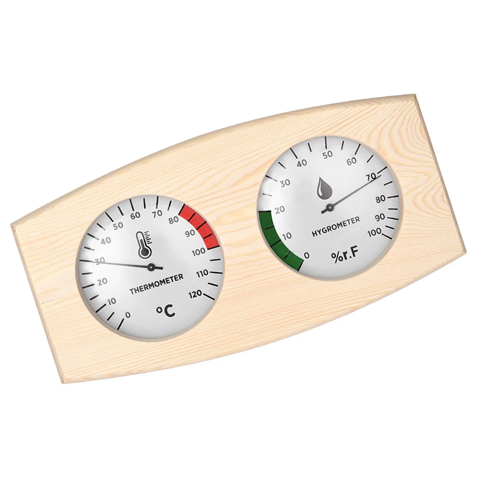 Indoor Hygrothermograph Wooden Sauna Room Accessories Celsius Thermometer Humidity Gauge 27cm Hanging Tool for Hotel Family