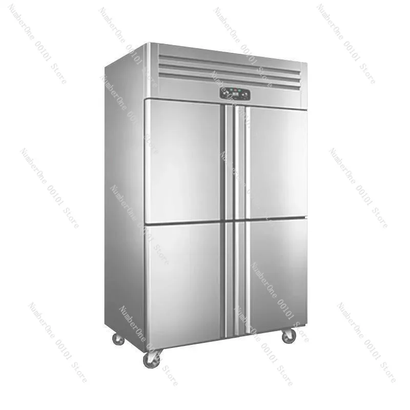 4-Door Commercial Freezer Refrigerator - Large Vertical Air Cooling Frozen Food Storage for Kitchen Restaurant