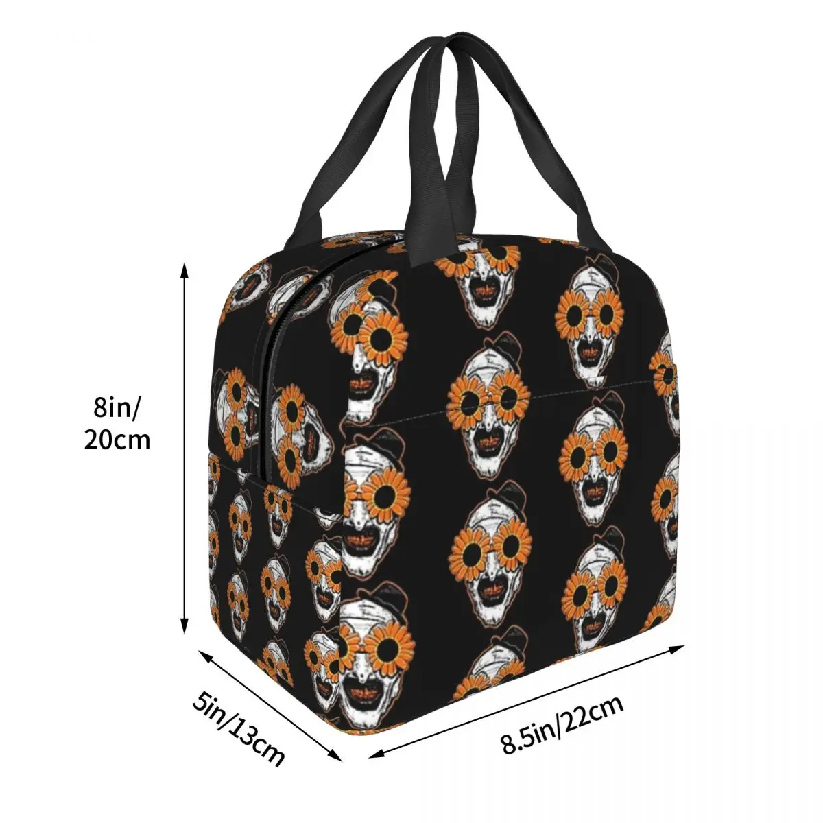 Sunflower Sunglasses Horror Clown Movie Art Terrifier Lunch Bags Insulated Bento Box Lunch Tote Resuable Picnic Bags Thermal Bag