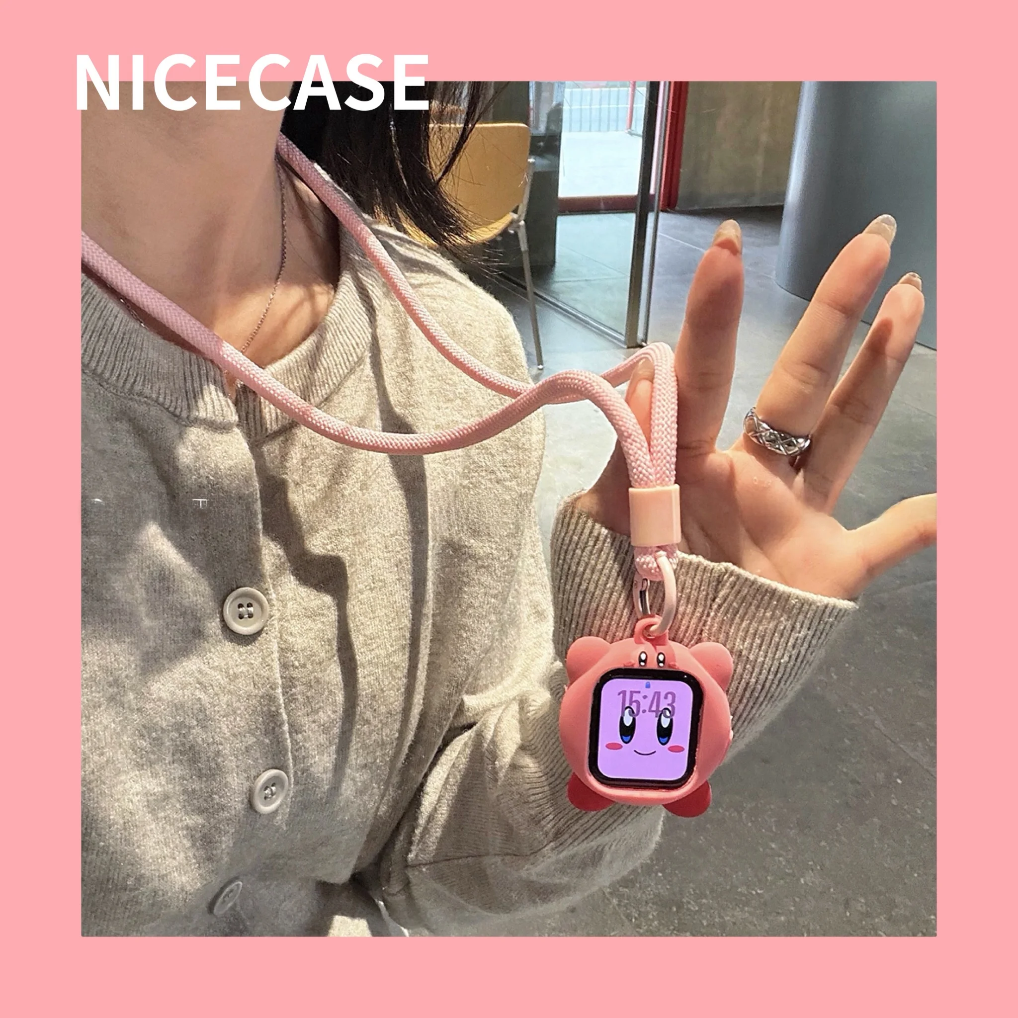 Cute Pink Cartoon Silicone Watch Case Strap Compatible with  iWatch S11 Generation S10 Ultra NICECASE Digital Accessories