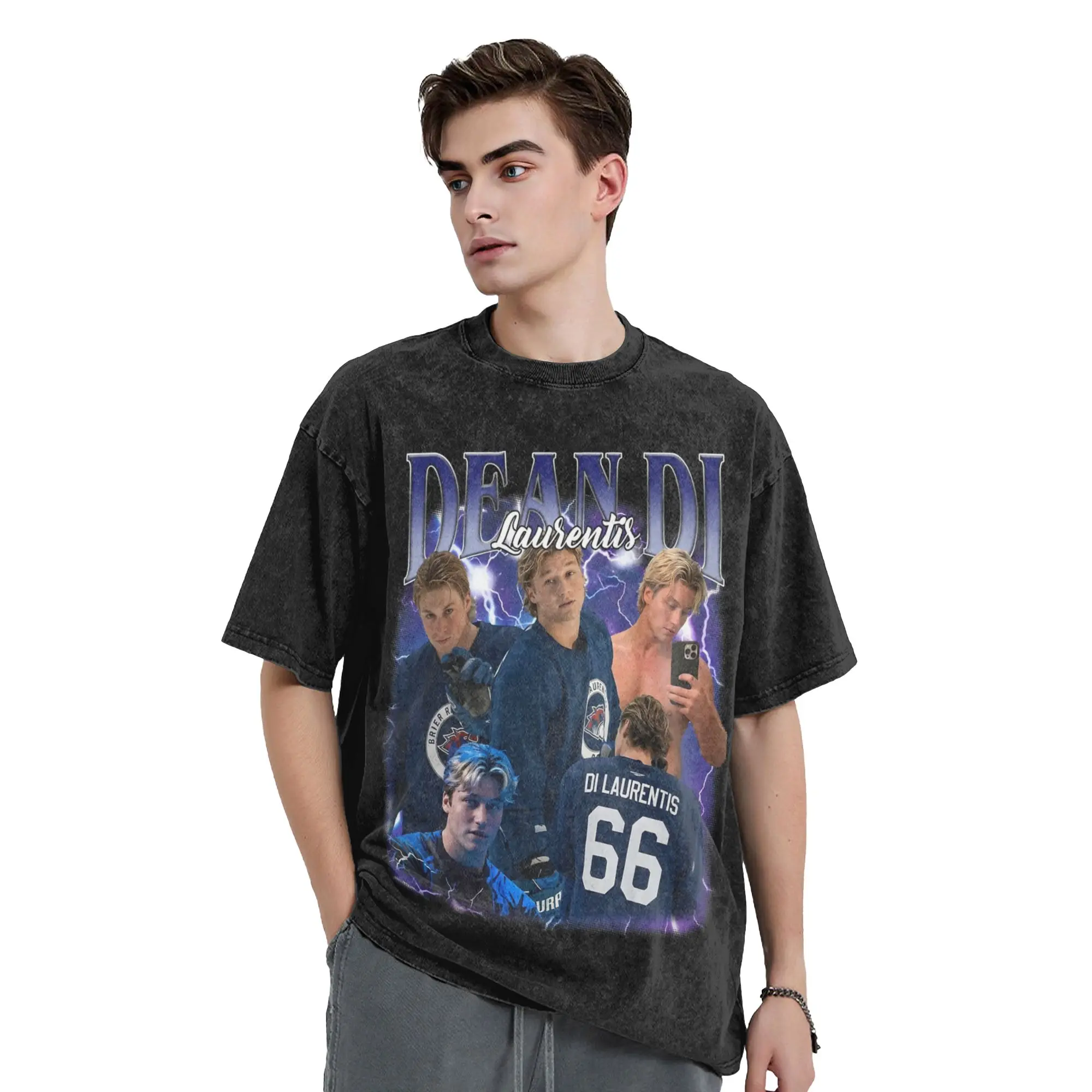 Dean Di Laurentis Off Campus T Shirt Washed Short Sleeve Harajuku T-Shirt Vintage Men Women Streetwear Printed Tops Tees