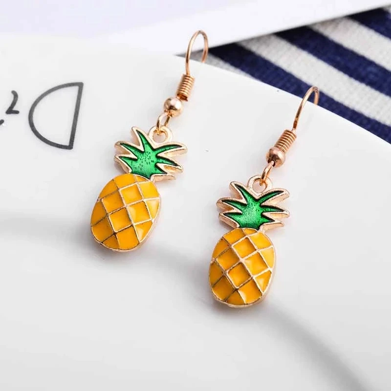Korea New Cute Fruit Lady Earrings Strawberry Pineapple Tomato Kiwi Orange Cucumber Dragon Apple Pineapple Girl Fruit Earrings