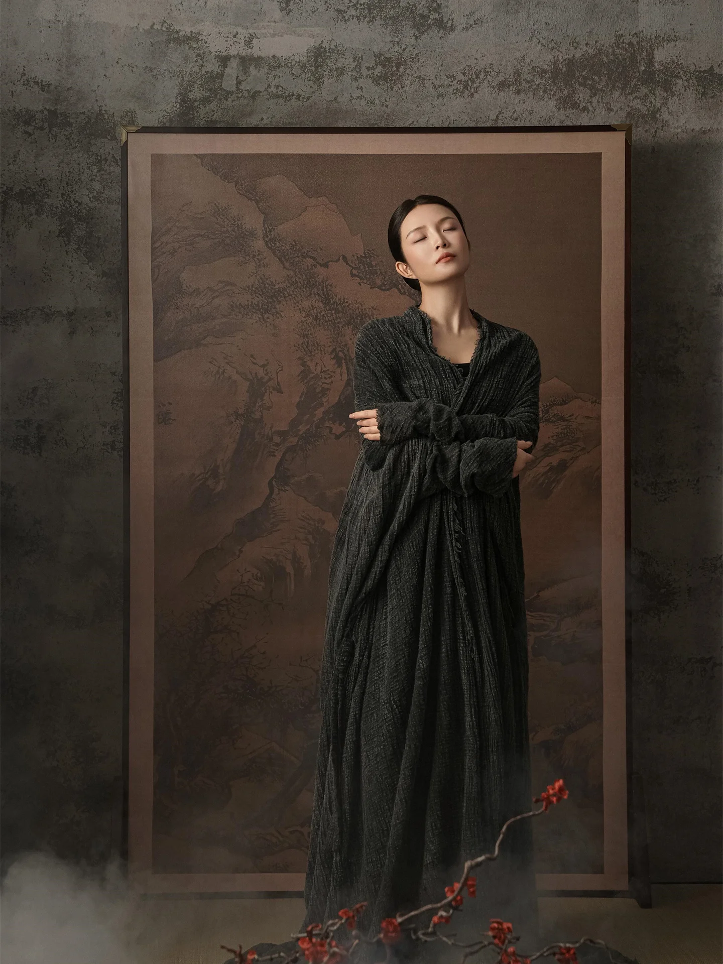 

Ele Ancient Chinese Sle Portrait Dr Photoaphy Studio New Retro National Theme Cold Tone Costume Women's Faion