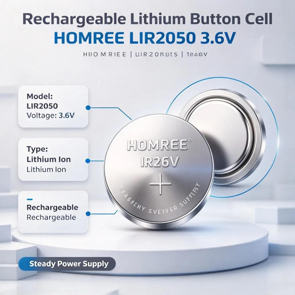 LIR2050 3.6V Lithium Ion Rechargeable Coin Battery 5-50PCS High Cycle Low Self Discharge Button Cell Replacement