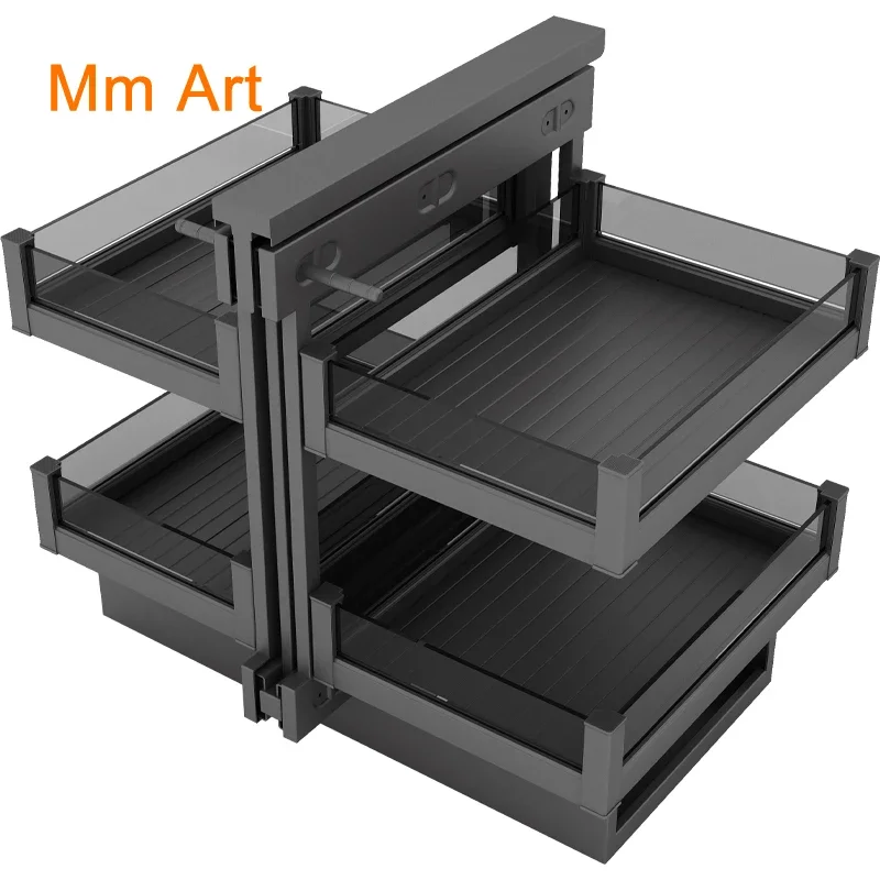 

Угловая выдвижная корзина для кухонного шкафа, полностью Выдвижная Угловая дверь из алюминиевого сплава