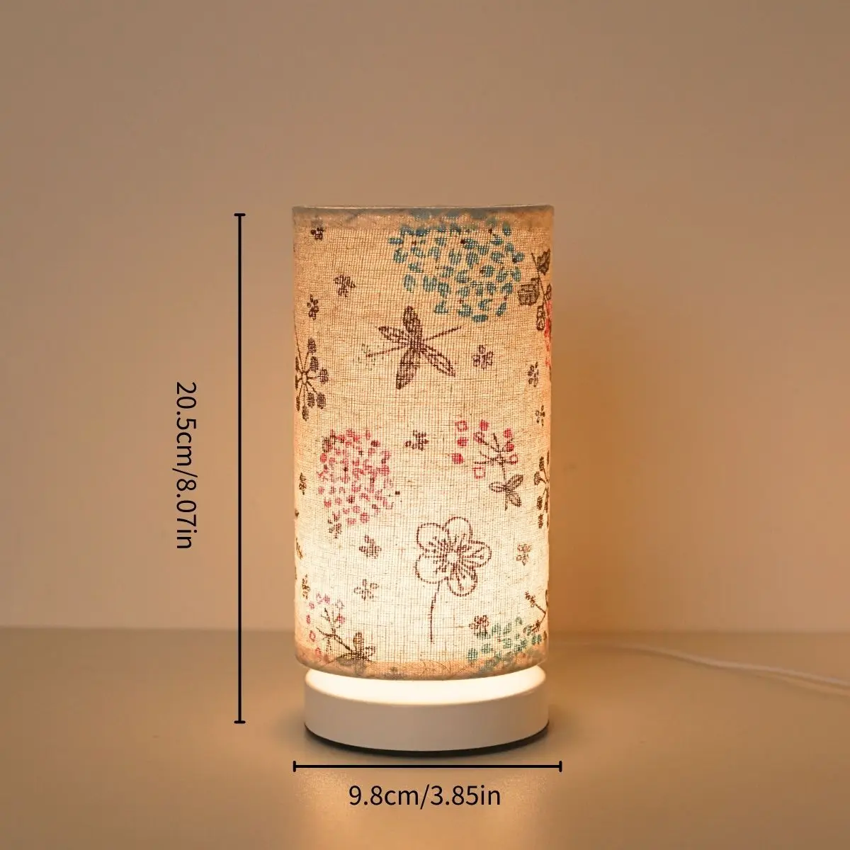 1pc Modern Minimalist Round Fabric Table Lamp, USB‑Powered Night Light, Warm Soft Light, Decor for Bedroom & Living Room