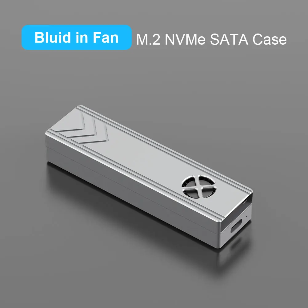 10Gbps M.2 NVMe SSD Case with Built-in Cooling Fan Type C M2 SSD Enclosure Dual Protocol for M.2 M Key 2230 2242 2260 2280