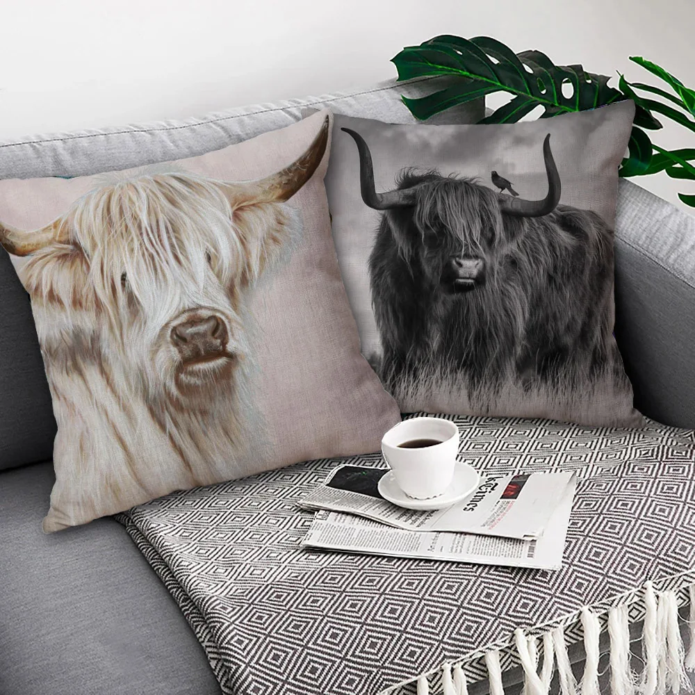 European Western Bison The Leader Deer Cushion Cover Highland Cow Panda Gorilla Donkey Wild Animals Pillow Case