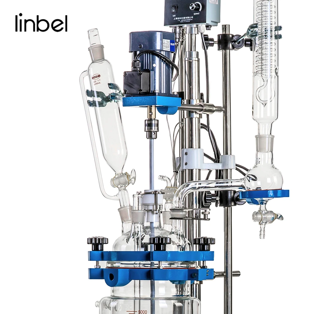 Réacteur en verre de laboratoire 5L, Réacteur en verre pour spiritueux