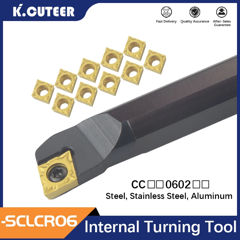 Portaherramientas de torneado interno de S06K-SCLCR06 S08K-SCLCR06, insertos de carburo CCMT, juego de herramientas de corte de torno, S12M-SCLCR06