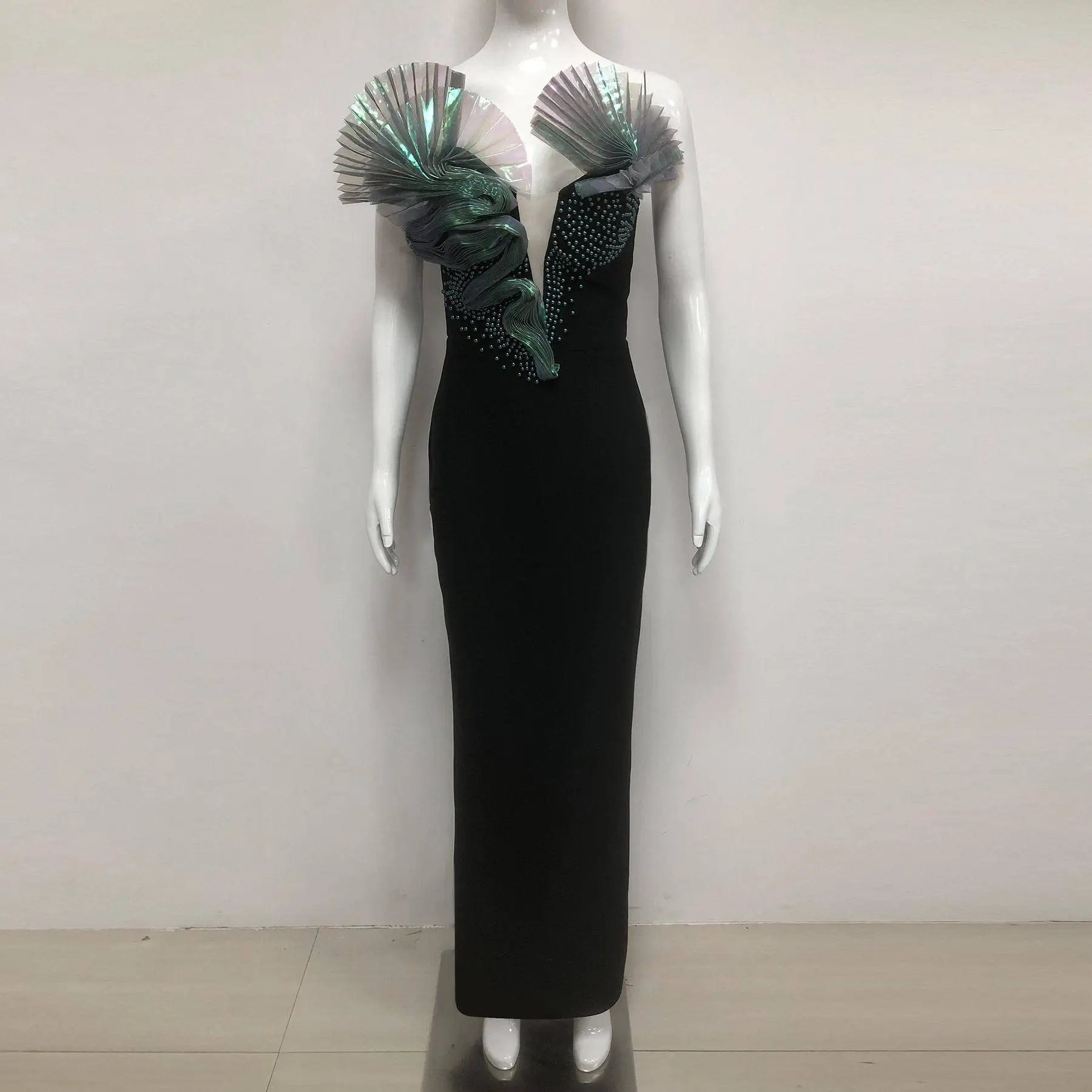 

Sexy Strapless Elastic Dress Elegant Bandaage Gown High Waist Polyester Fabric No Sleeve Citywalk Basic Style Single Piece
