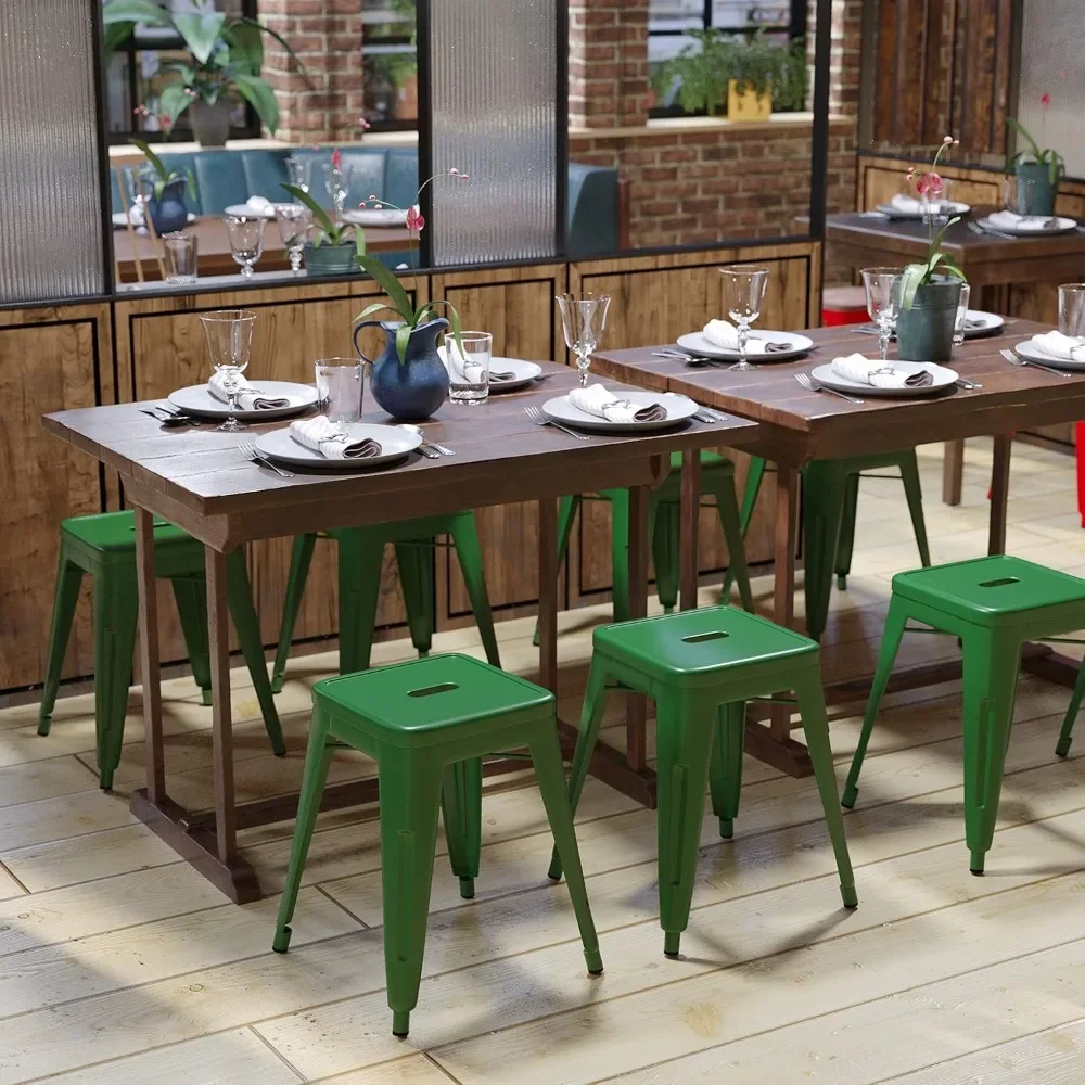 Metal Dining Table Height Stool - Backless Green Kai Commercial Grade Stool - 18 Inch Stackable Dining Chair - Set of 4