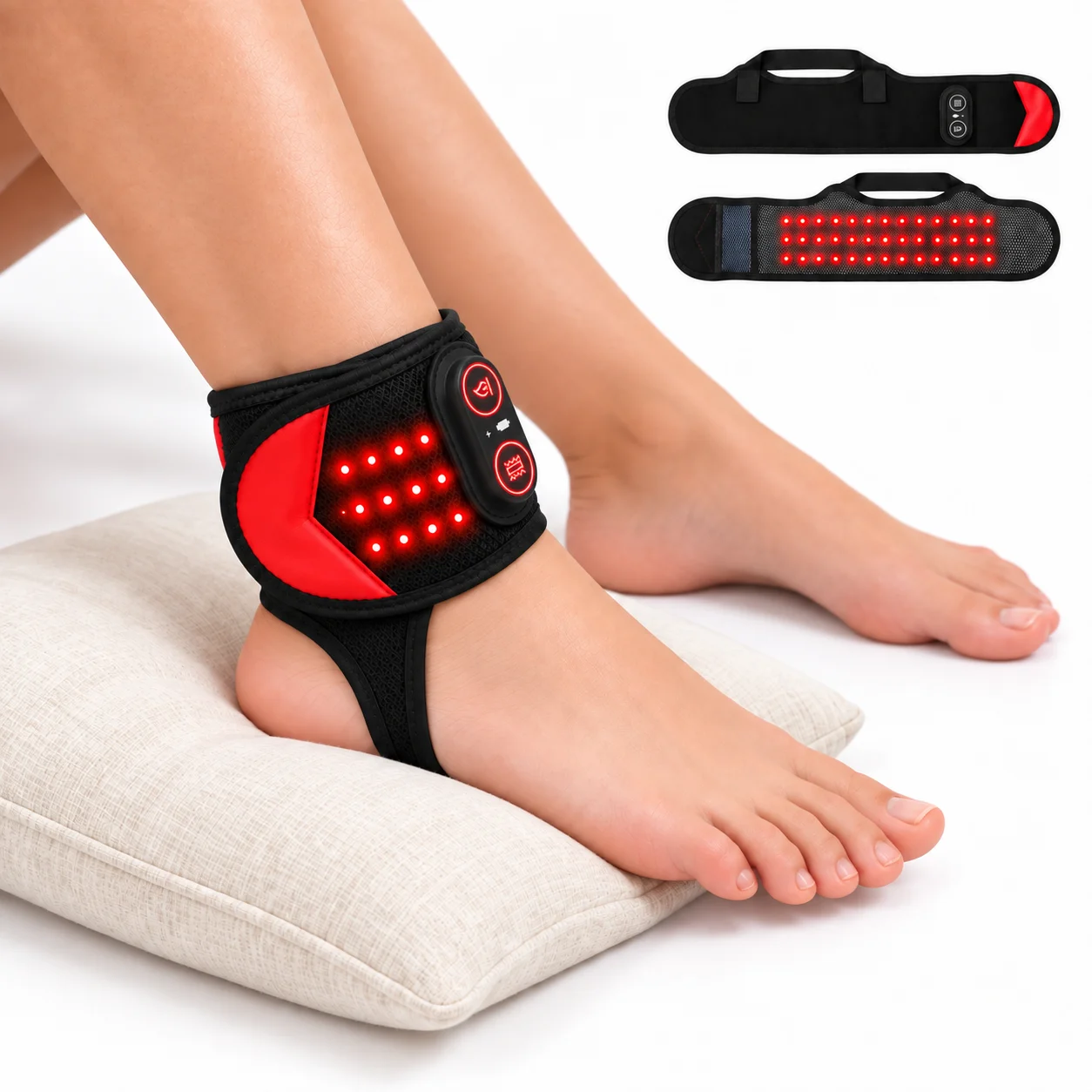 Wireless Heated Ankle Foot Massager Wrap 3 Heat Levels 3 Massage Modes Soft Heating Pad for Home Daily Comfort Relaxation Use