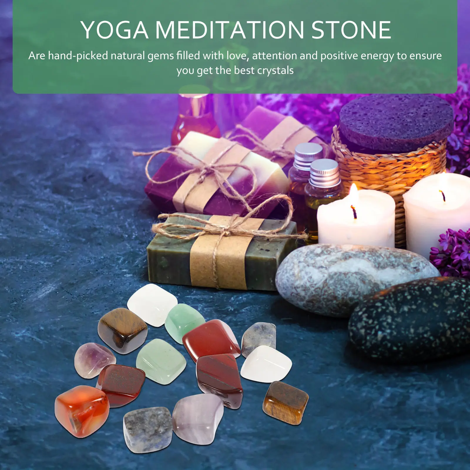 14Pcs High-Quality Meditation Stones Natural Crystals for Stress Relief Yoga Practice Chakra Balancing Decorative Energy Stone