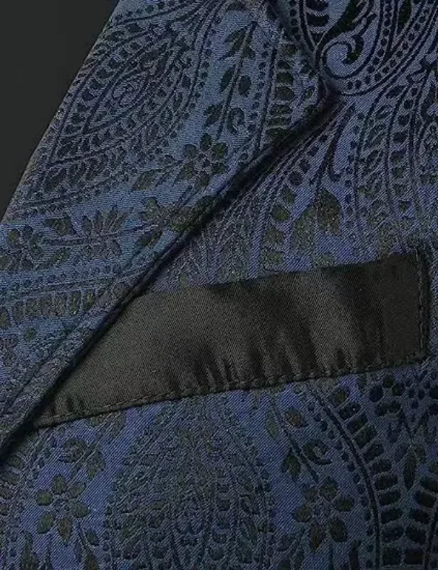 Herren Viktorianische Blumen-Jacquard-Weste mit Revers, Einreihig, Schmale Passform, Anzugweste für Formelle Anlässe, Hochzeiten, Partys, Business, Verschiedene Farben – Detail 15