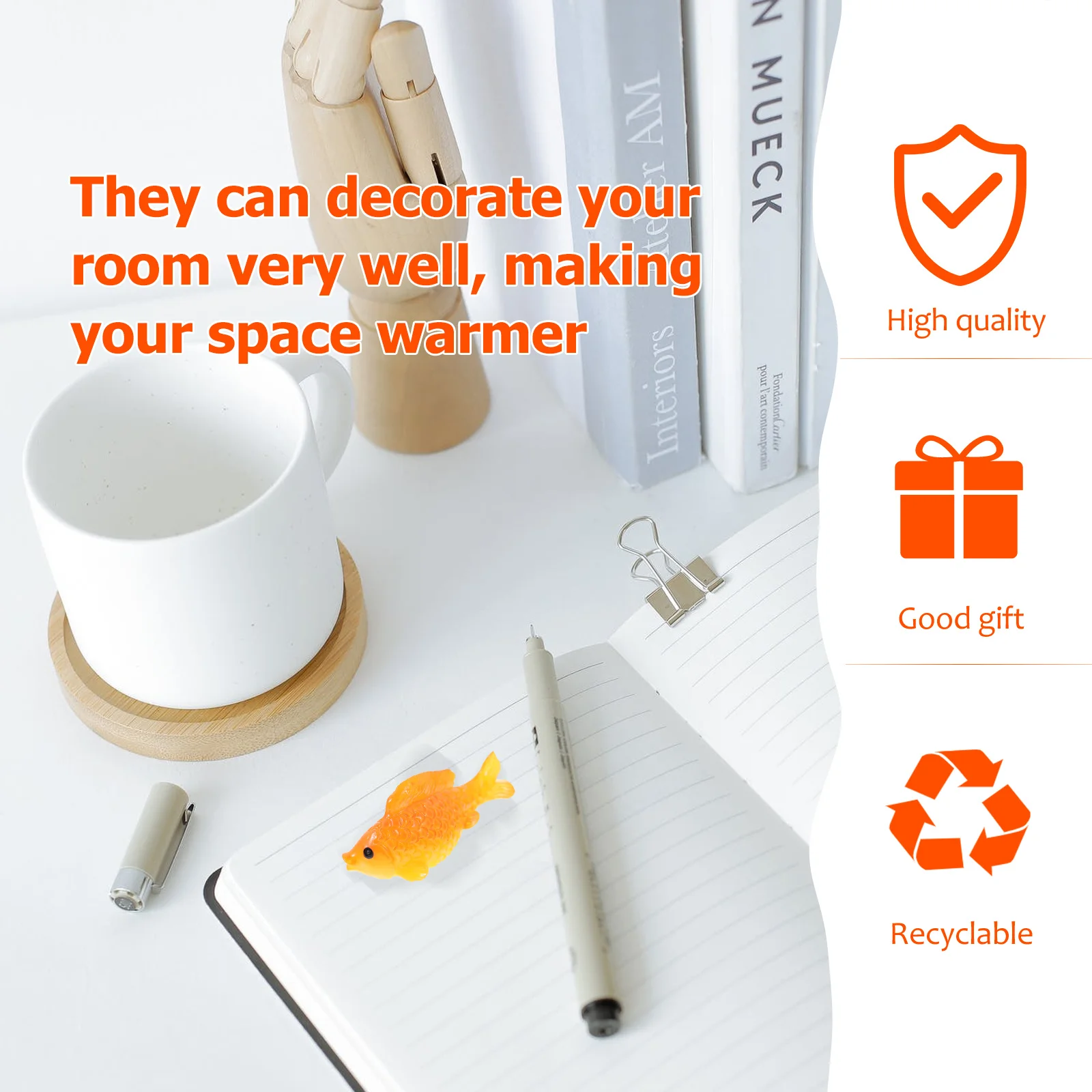 

15Pcs Resin Goldfish Decor Mediterranean Style Eco-Friendly Micro Landscape Ornament Potted Plant Desktop Decoration