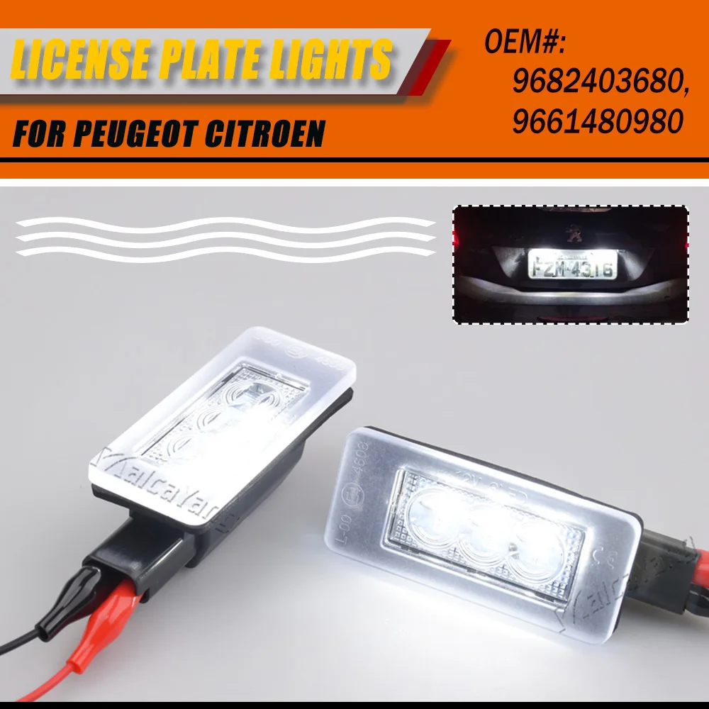 Car LED License Plate Number Light For Citroen C5 III For Peugeot 207 CC 308 MK2 2008 208 with Built-in Canbus Controller