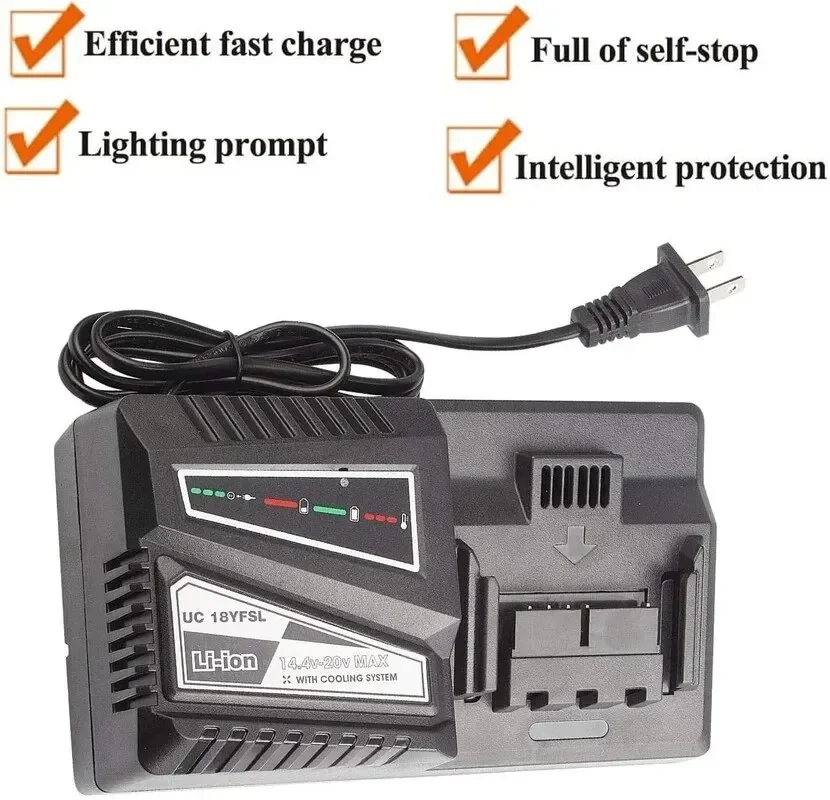 

UC18YKSFL 14.4V-18V 4.5A Li-Ion Battery Charger for Hitachi Electrical Drill BSL1815 BSL1820 BSL1825