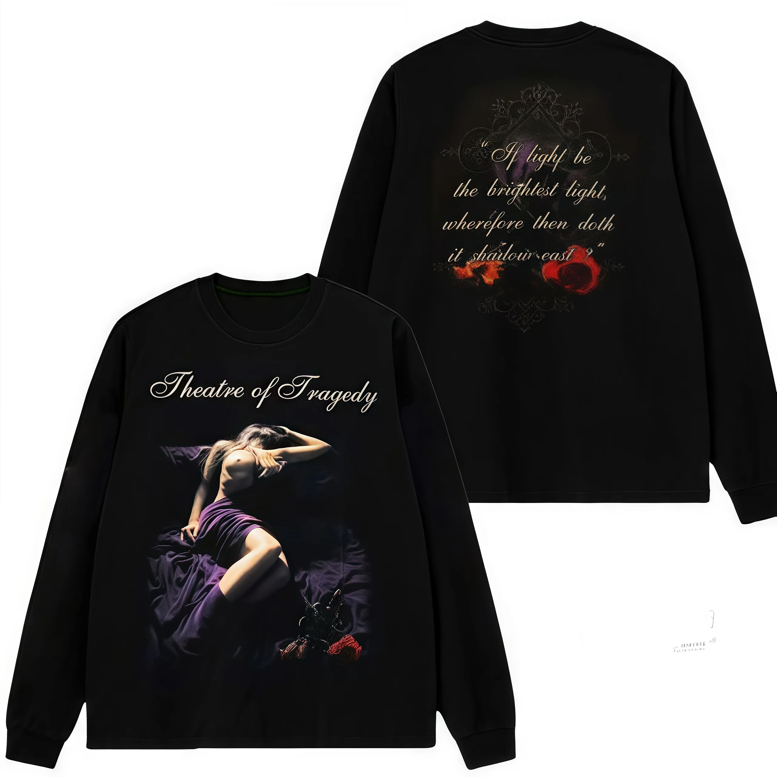 

THEATRE OF TRAGEDY Бархатная толстовка с круглым вырезом унисекс с принтом «Тайден уличной моды» из чистого хлопка на осень/зиму