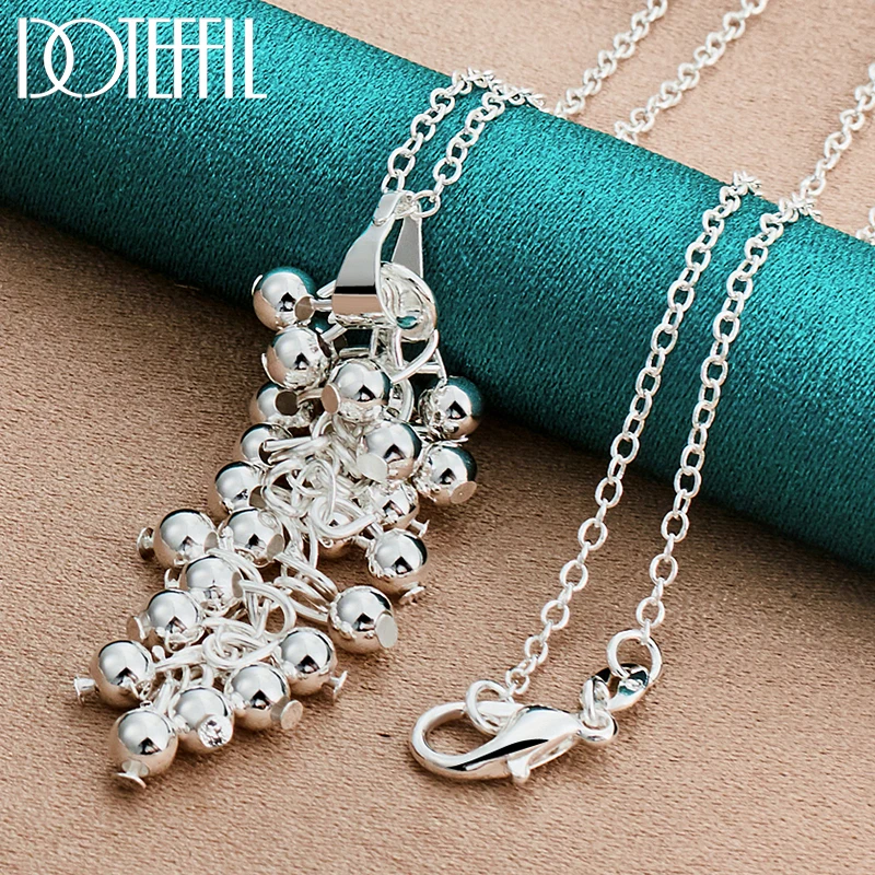 

DOTEFFIL 925 Sterling Silver Smooth Grape Bead Necklace For Woman Wedding Engagement Party Charm Jewelry