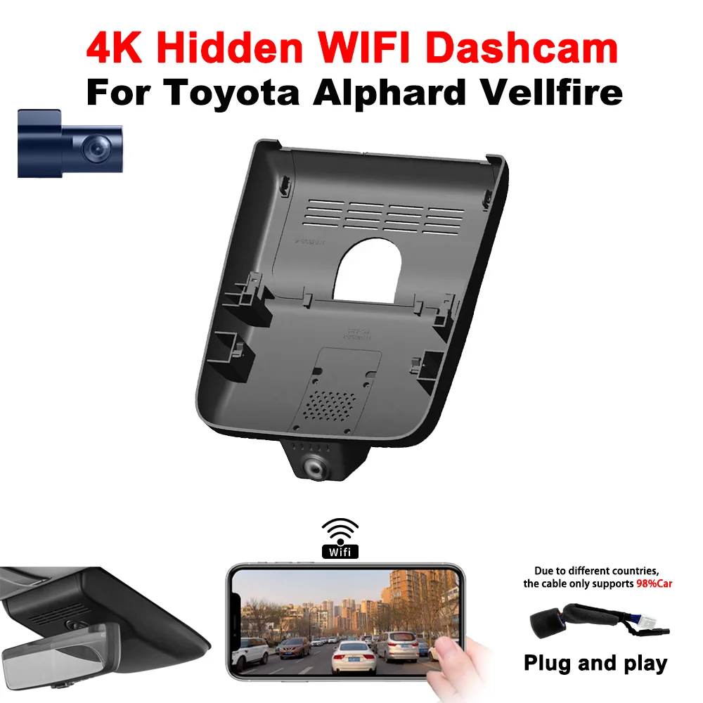 

4K HD 2160P Plug and play WIFi Car DVR Dash Cam For Toyota Alphard Vellfire Lexus LM MPV DashCam Dvr Year model 2024 to 2025