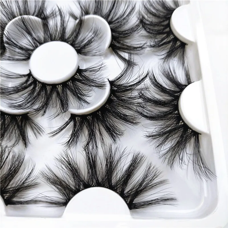 MIOFIA 7쌍 두꺼운 속눈썹 연장 25mm 인조 밍크 속눈썹 동물 학대 없이 도매 가짜 속눈썹 메이크업 도구