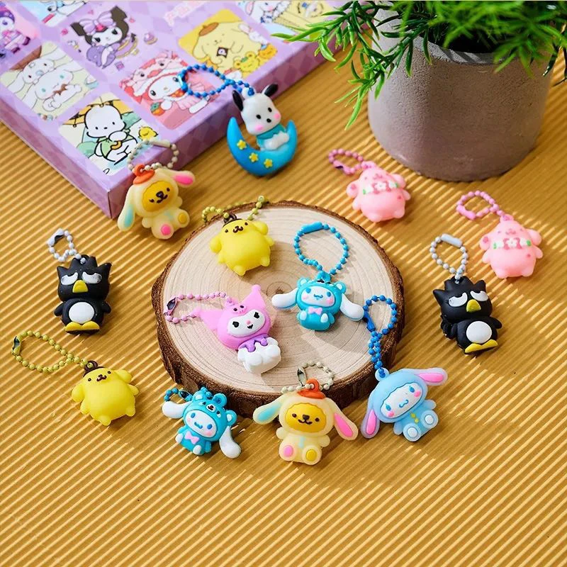 1 Doos Schattige Zachte Zelfklevende Sanrio Serie Dong Dong Le Sleutelhanger Cartoon Hanger Rugzak Auto Decoratie Tas Accessoires Cadeau Voor Kinderen