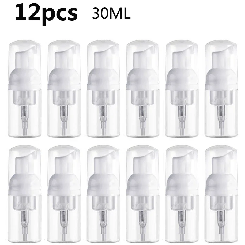 12pcs 30/60ml Portable Foam Bottle Empty Pump Clear Bottle Lotion Shampoo Dispenser Hot Koop Refillable Bottles pump foam bottle