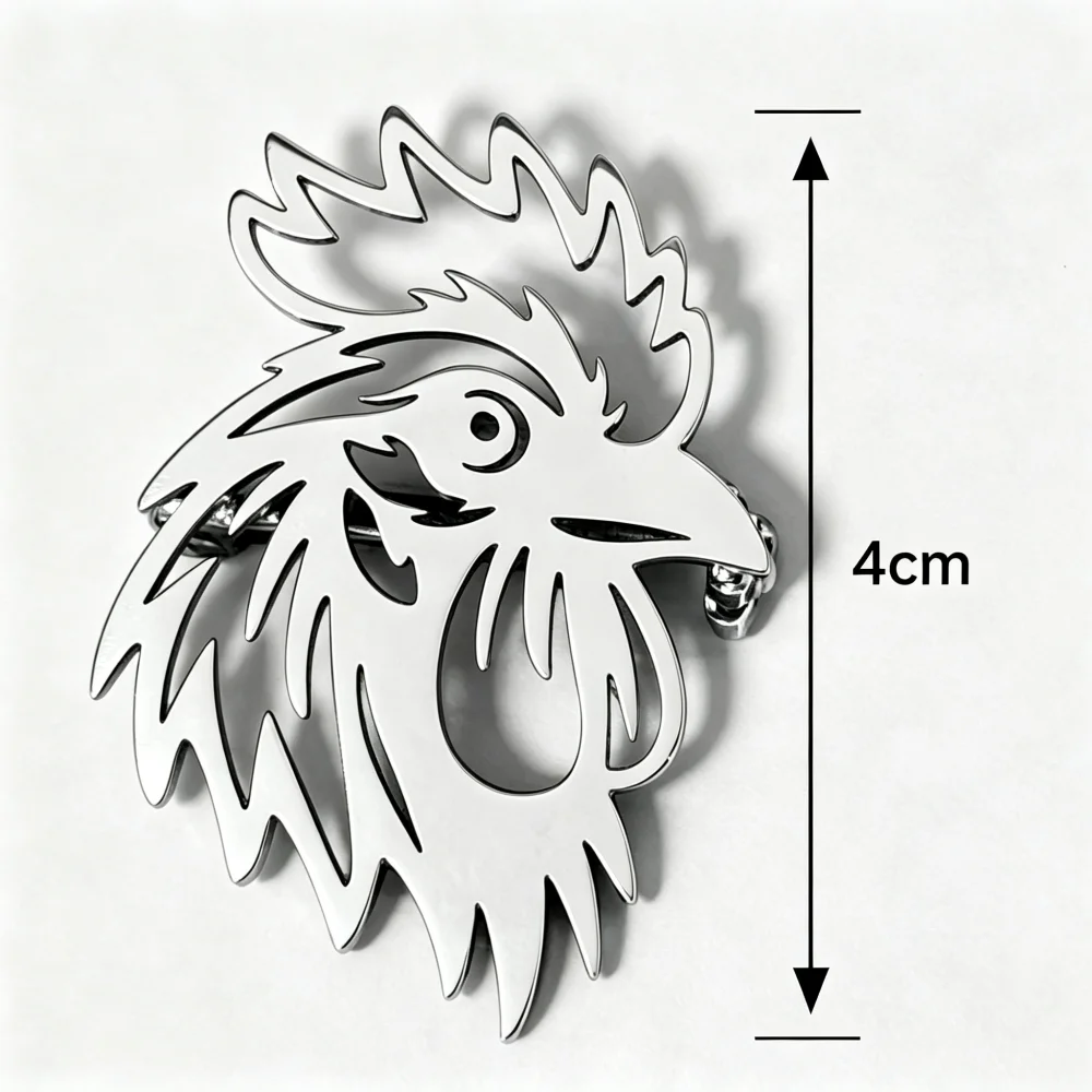 Rooster Head Brooch 18K Gold Plated Hollow Metal Lapel Pin Vintage Animal Brooch for Women Blazer Coat Scarf Business Banquet