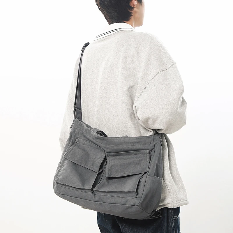 

Холщовая женская сумка с напуском, эко-сумка, корейская сумка-мессенджер, сумка через плечо Y2K, сумка-шопер, унисекс, карманные винтажные сумки, вместительные