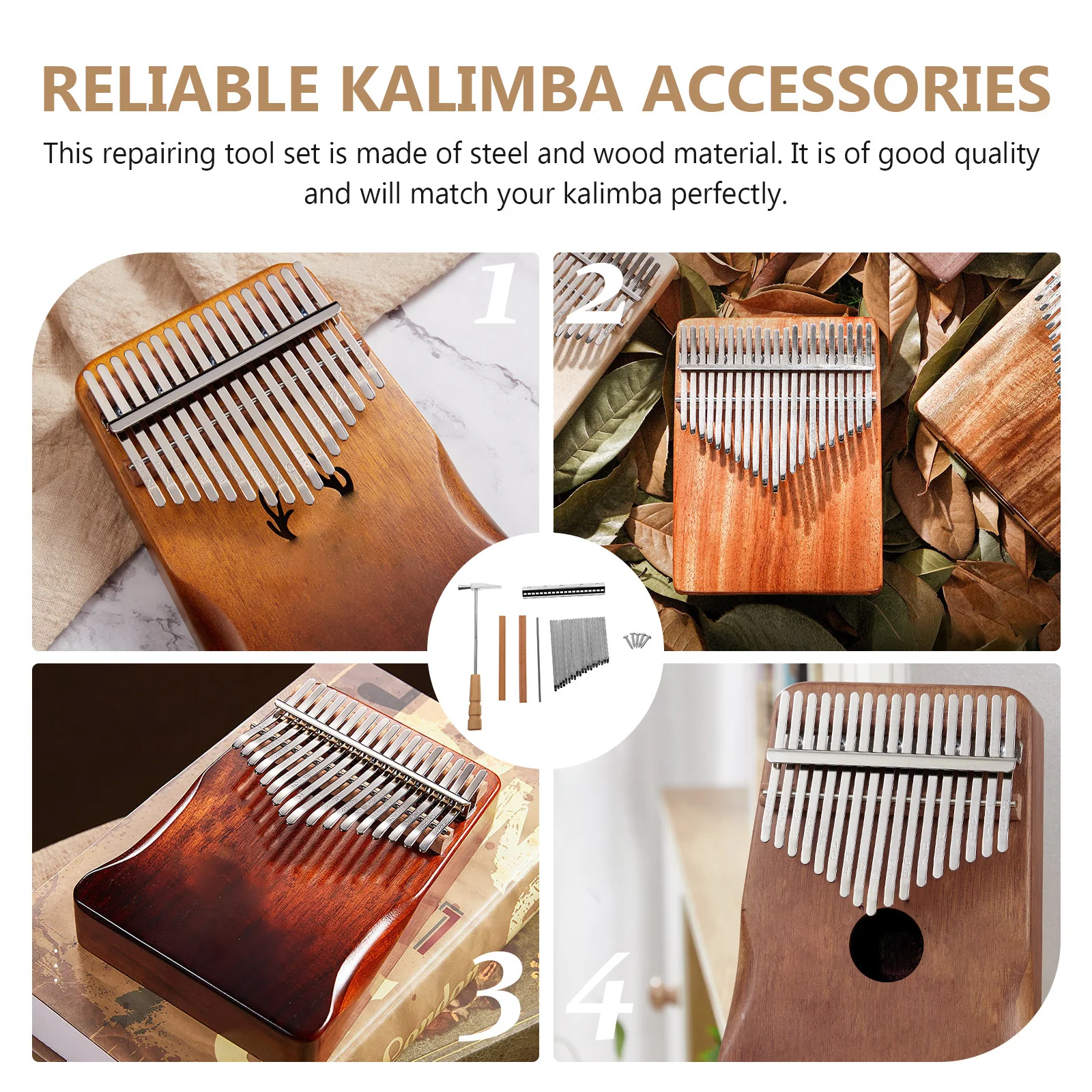 

1 set Thumb Piano Kit Steel Wood Kalimba Replacement Parts Durable Repair Tools Tuning Sleepers For Diy