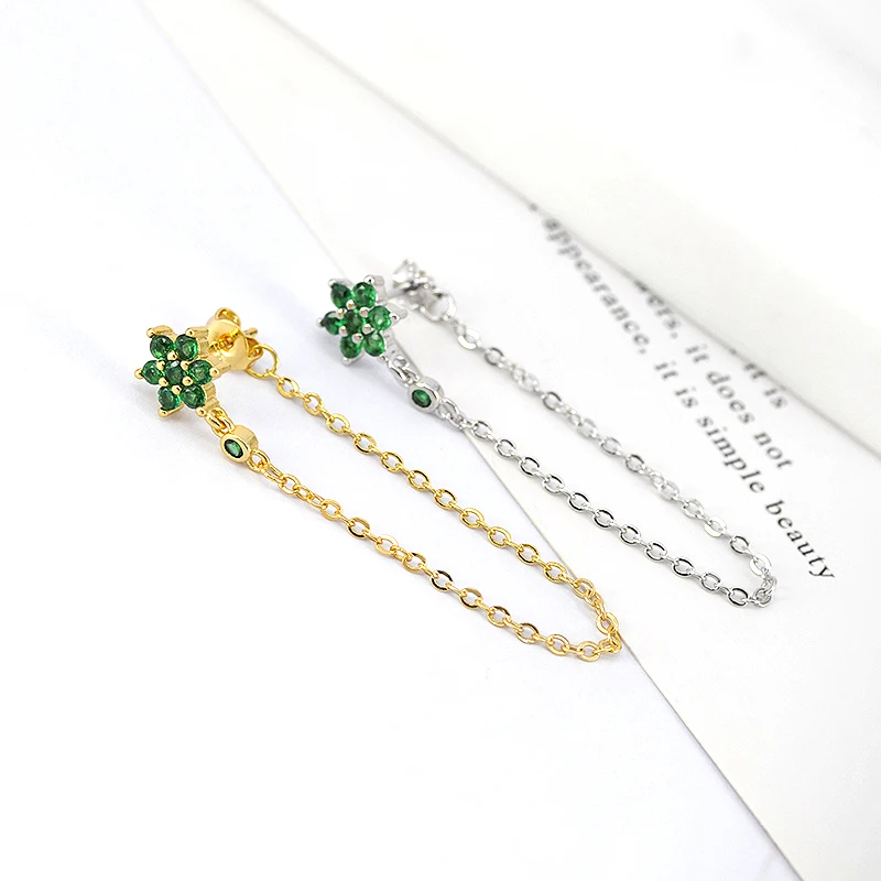 FLORATO 925 Sterling Silver Earrings Chain Tassel Pendant Earrings Zircon Silver Earrings for Women Trend Luxury Wedding Jewelry