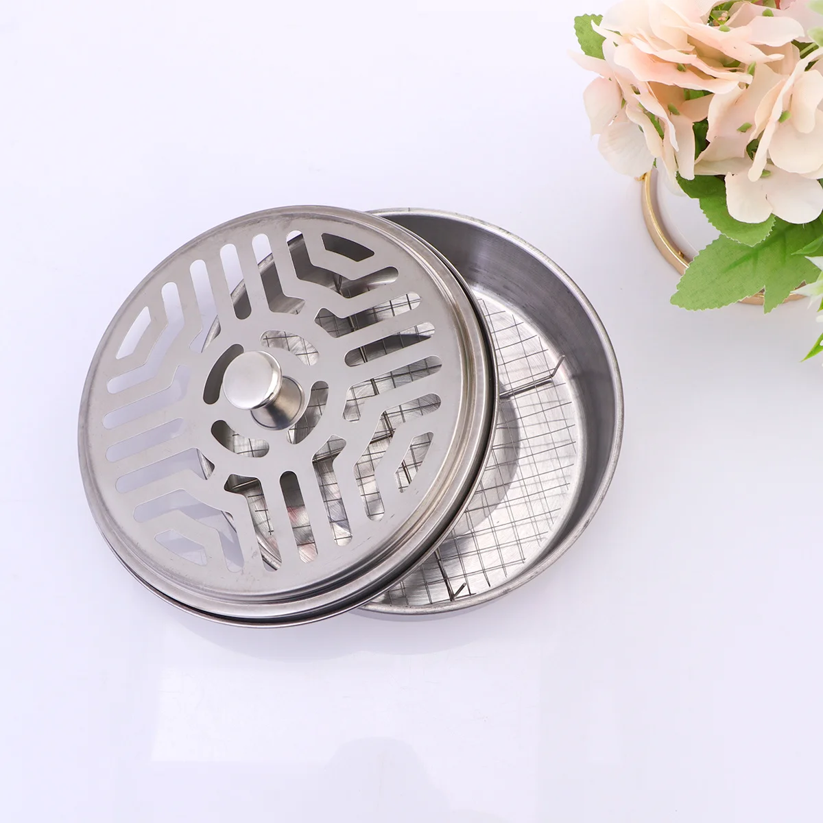 2 قطعة حامل من الفولاذ المقاوم للصدأ حامل البخور مجمع الغبار تصميم بوش منزلي أساسي 14.5 سنتيمتر