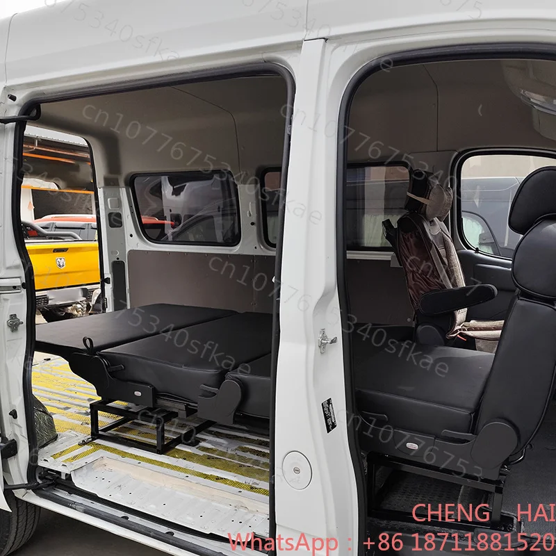Customized Leather Ford Transit Van 3 Person Seat Bench Folding Bed System Comfortable for Campervan and Motorhomes