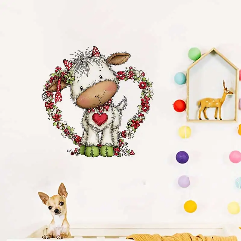 Whimsical Animal Lover Love Stickers Graphic Wall Art Living Room Sofa Background Decoration Chil Home Wallpaper AA304