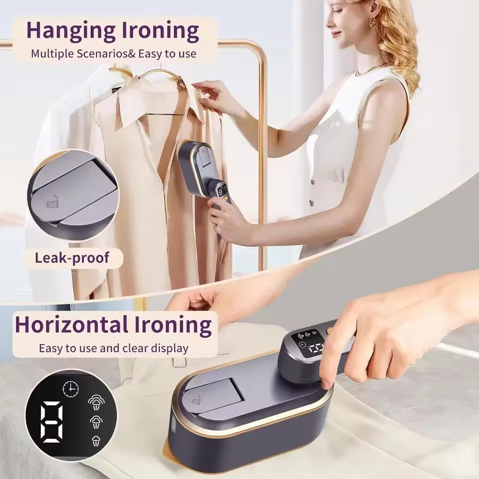 Portable Clothes Steam Iron 180° Rotatable Handle 3 Levels Handheld Garment Steamer 1200W Fast Heating 150ml Tank for Travel