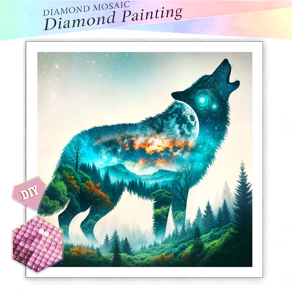 EverShine DIY Diamant-Stickerei Wolf 5D Vollbohr-Mosaik Wald Diamantkunst Malset Tier Kreatives Freizeit-Heimdekor