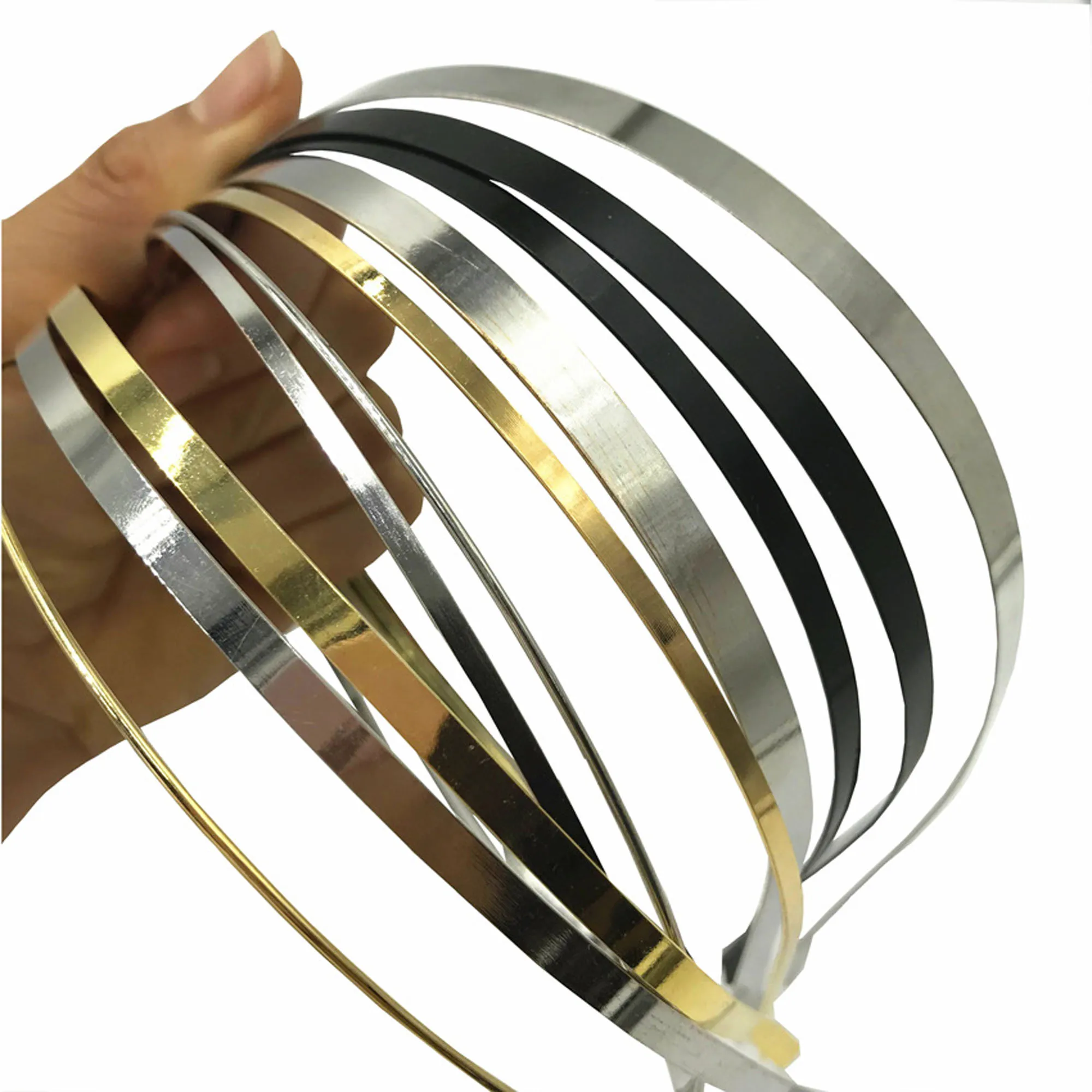 20 Stücke 1,2mm 3mm 5mm 7mm 10mm Metall Haarband Großhandel Gold Silber Schwarz Stirnband für Mädchen Haar Handwerk Haar Hoop Kopfbedeckung – Detail 2