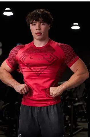 2025 nuevo estilo de los hombres de alta elasticidad de secado rápido deportes tiburón camiseta apretado entrenamiento transpirable verano gimnasio moda manga corta