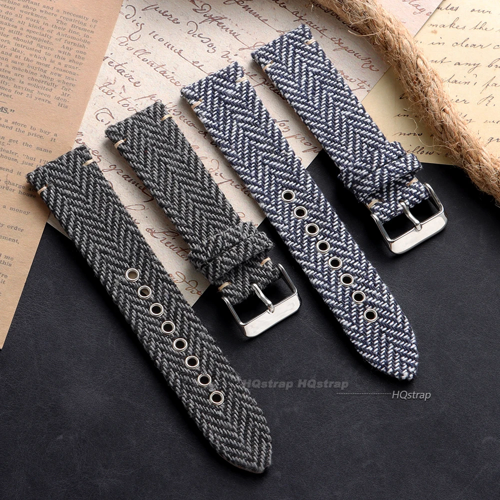 High Quality Nylon Leather Strap 18mm 20mm 22mm for Seiko Vintage Woven Bracelet Canvas Universal Quick Release Watch Band