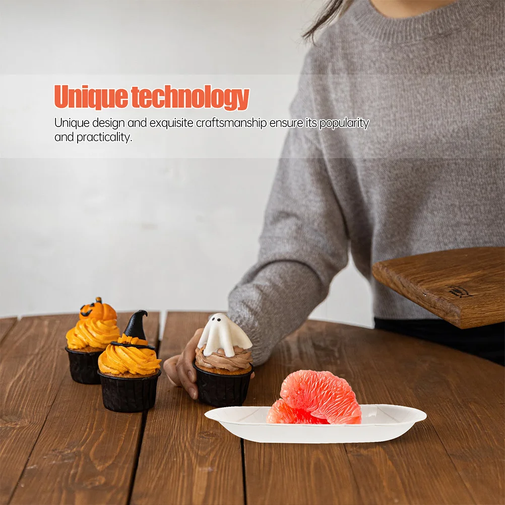 

30 Pcs Party Dishes Disposable Trays for Desserts Plastic Plates Paper Fall Pumpkin Halloween Shaped