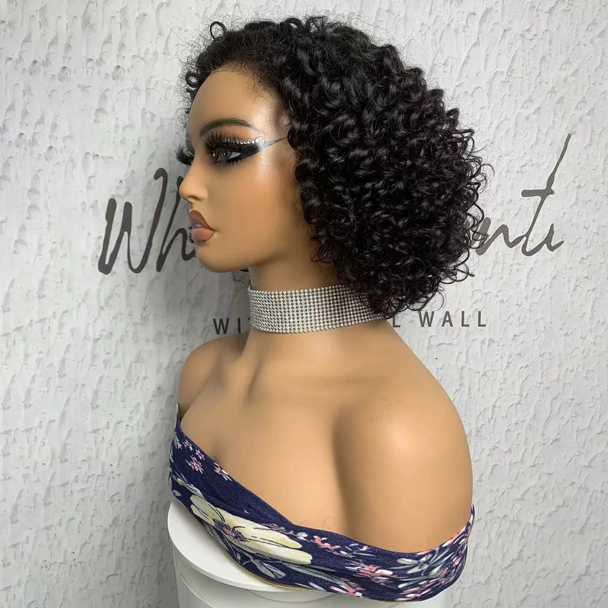 Miss Rola Curly Lace Closure Wigs Brazilian 4x4 Lace Closure Human Hair Wigs Remy Natural Color Curly Lace Frontal Wigs 12 inch
