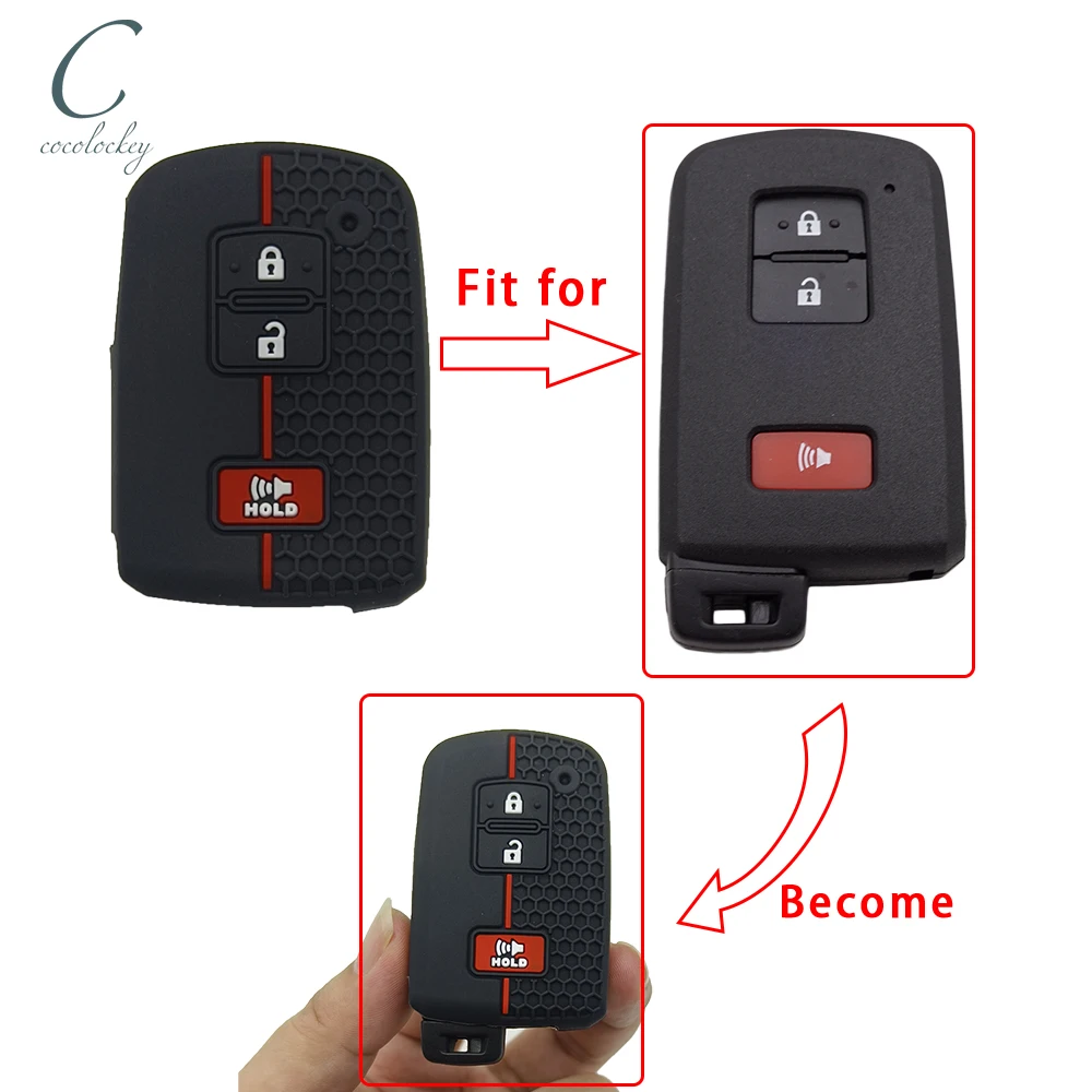 

Cocolockey For Toyota Camry Corolla Avalon 4Runner Tacoma 2+1Button Smart Keys Skin 2013-2018 USA Cars Silicone Car Key Case