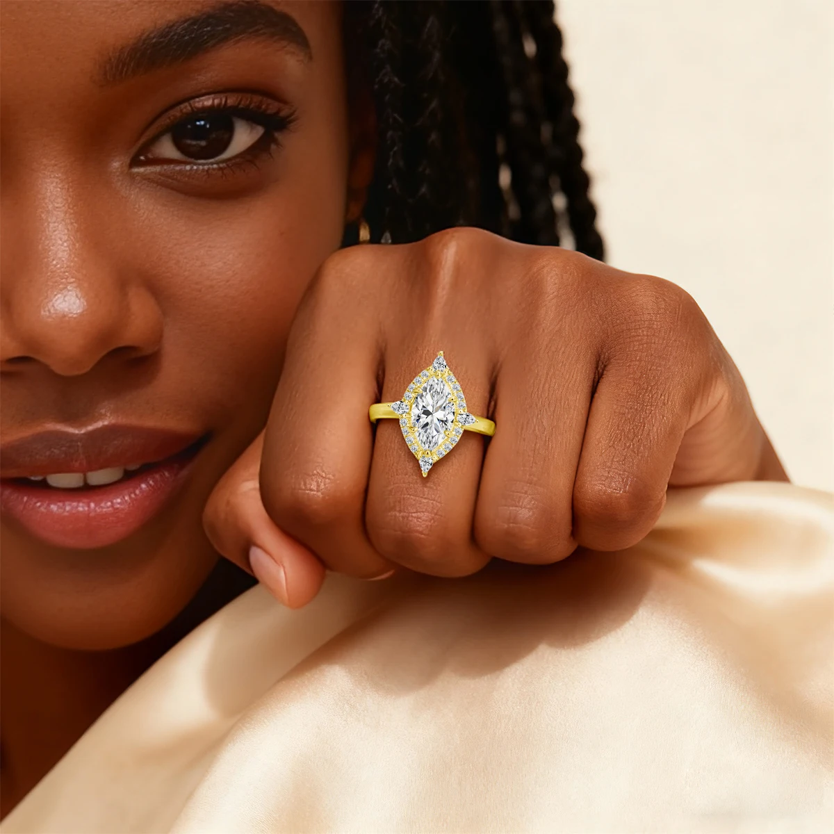 14K Gold Filled 2CT Marquise Moissanite Ring Women's AU585 Rolled Gold Wedding Ring Bride Jewelry Luxury Engagement Gift