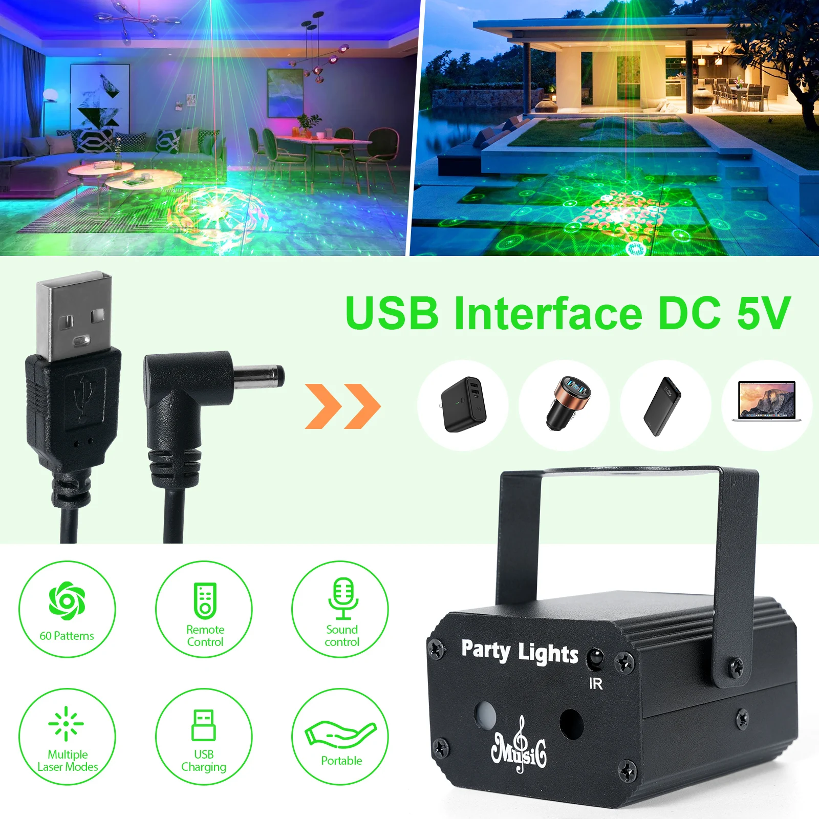Datewink Stage Light Voice Control DJ Disco Light Stage Lighting Effect Projector Remote Control For Party Wedding Christmas Bar