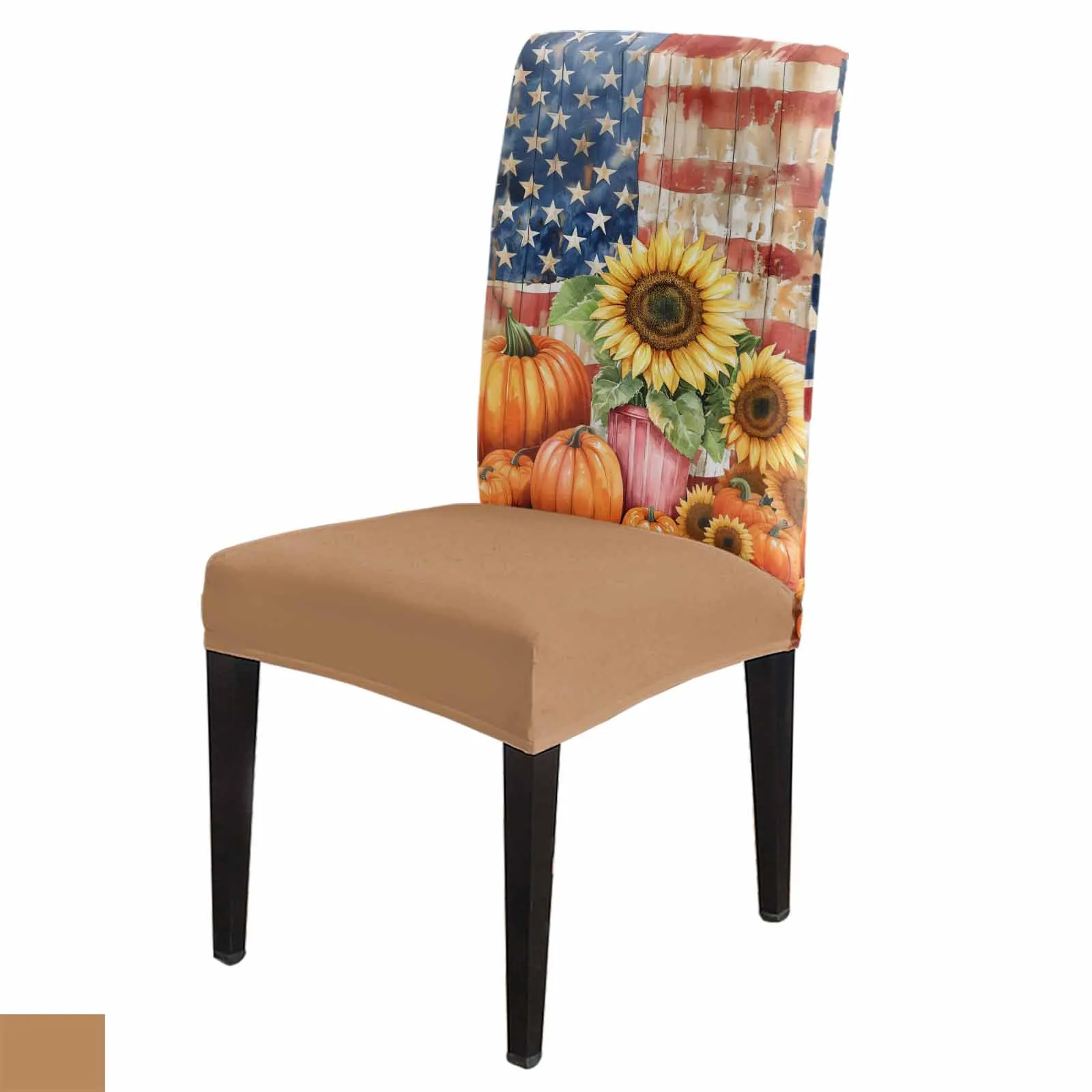 

Stars And Stripes Sunflower Pumpkin Spandex Chair Cover Office Banquet Chair Protector Cover Stretch Chair Cover for Dining Room