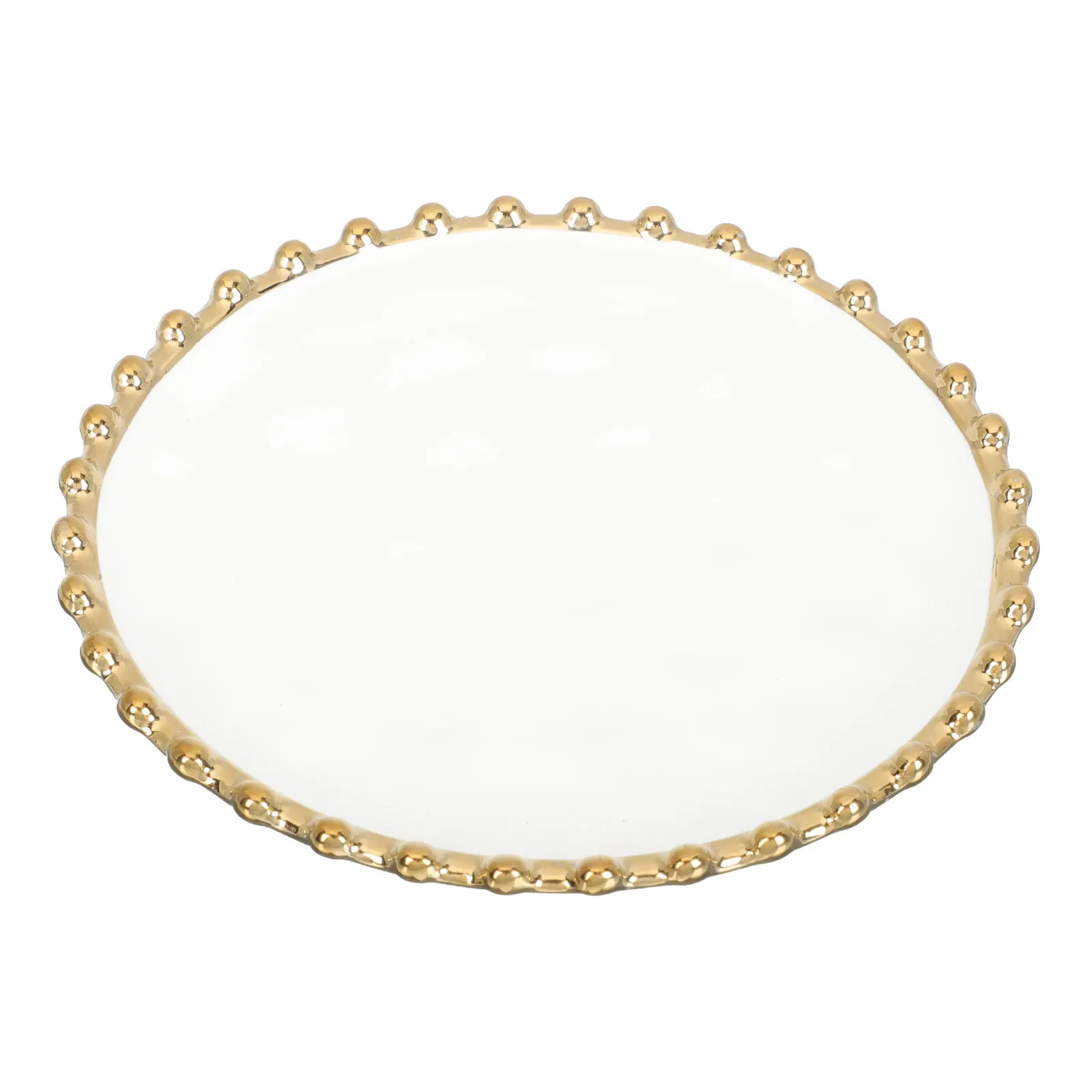 

Round Breakfast Dish Mirror White Ceramic Plate Fine Workmanship Smooth Line Elegant Design Steak Tray Snack Tray