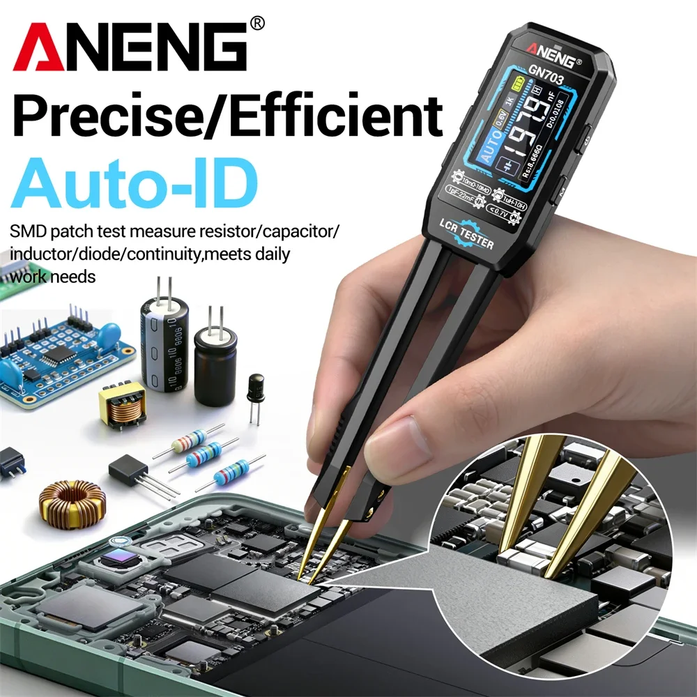 ANENG GN703 Digital Tweezer LCR Meter SMD Test Clip Electronic Component Diode 100Hz/1K/10K Multifunctional Tester Tool ﻿